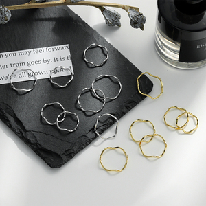 批发批量925纯银戒指简单波浪戒指18k镀金女性 - Product Image 1