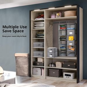 1 Pack 6 Shelf Hanging Closet Organizer With Drawers And Side Pockets For Clothes <b>Shoes</b> Bedroom <b>Storage</b> Fabric Non Woven - Product Image 4