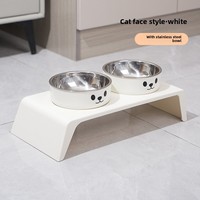 Gamelle surélevée anti-dérapante et anti-fuite pour animaux de compagnie, en acier inoxydable et plastique solide, avec support cervical élégant pour chats, chiens et oiseaux
