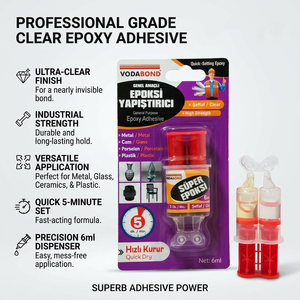 Résine époxy pure à séchage rapide en 5 minutes pour le collage du cuir, du métal et du verre, avec agent de durcissement - Product Image 1