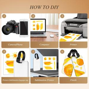 Étiquette de bagage en cuir PU personnalisable par sublimation, design sur mesure, transfert thermique - Product Image 4