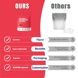 Groothandel Probiotische Vitamine Gummies 5 Miljard CFU's Cranberry Smaak Veganistisch Volwassenen Vrouwelijke Darm- en Botgezondheid Ondersteuning 60 Stuks Bulk - Product Image 3