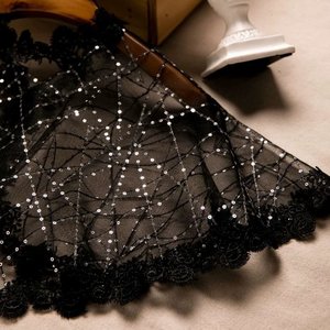 Elegante Capa Negra de Encaje con Cuentas y Lentejuelas, Bolero de Malla de Poliéster Vintage <span class=keywords><strong>para</strong></span> Eventos Nocturnos, Bodas, <span class=keywords><strong>Fiestas</strong></span> de Graduación - Product Image 5