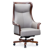 Chaise de direction de style chinois en bois massif Yazhi, en cuir véritable, pivotante, réglable en hauteur, confortable et spacieuse, pour la maison ou le bureau