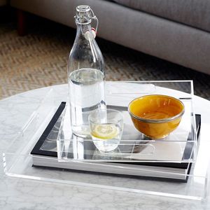 Plateaux carrés modernes en lucite transparente, petits plateaux de service en acrylique pour la nourriture, le thé, le café, le petit-déjeuner, les collations, le <span class=keywords><strong>fromage</strong></span>, les amuse-gueules - Product Image 3