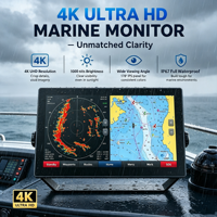 Monitor Marino de 15.6 Pulgadas, Totalmente Impermeable IP68, Pantalla LCD Táctil Industrial 4K para Barcos de Pesca