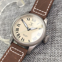 Marque Vintage blanc rétro Diver Field montre automatique homme NH35 PT5000 Movt chiffres romains grande couronne étanche 39mm Reloj Hombre