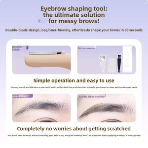 Nouvel ensemble de 3 outils de toilettage pour sourcils en ABS 2024, rasoir et <span class=keywords><strong>tondeuse</strong></span>, pour femmes et hommes, conception professionnelle sans pointe. - Product Image 2