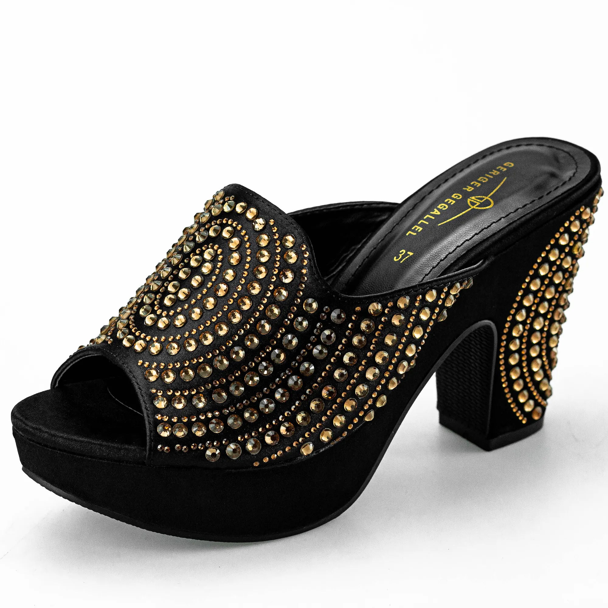 Party Peep Toe Rhinestone Platform Luxury High Heel Sandals Heels Ladies Shoes Mules Heels For Women