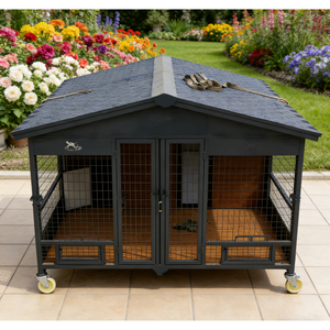 Enclos pour chien à double <span class=keywords><strong>porte</strong></span> pour extérieur - Structure en acier robuste avec espace de course couvert - Product Image 3