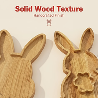 Plateau de service en bois en forme de lapin de Pâques - Plateau en bois en forme de lapin pour collations et fruits - Décoration de table mignonne pour fête de Pâques