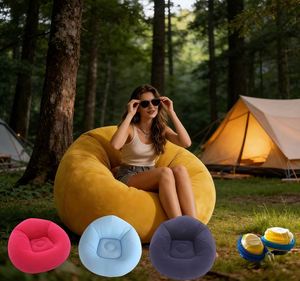 Canapé pouf en PVC floqué style moderne international, portable, emballé pour l'envoi, pour salon, chambre et extérieur - Product Image 1
