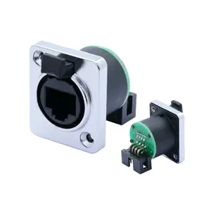 RJ45 panel connector 8p8c waterproof RJ45 CAT. 5e Ethernet Connector D type female socket screw type