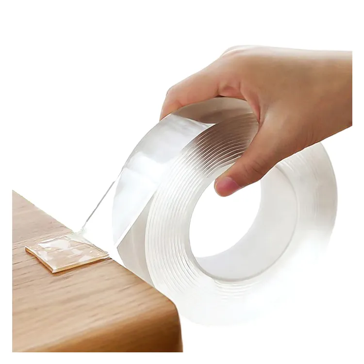 Nanotape de doble cara transparente lavable al por mayor 1,5mm 2mm 3mm de espesor 1m 2m 3M 5M Magic Nano cinta adhesiva de doble cara