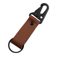 Porte-clés mousqueton en cuir PU personnalisé avec logo gravé au laser argent et or, double crochet, haute qualité pour accessoires de clés