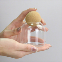 Bocaux à bougies vides en verre transparent légers de qualité supérieure pour la fabrication de bougies, bocaux à bougies de luxe uniques avec couvercles en liège en forme de boule sur le dessus