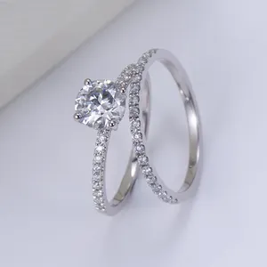 梅西珠宝MSR-1172 PT950铂金硅石结婚戒指套装