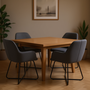 Sillas de Comedor Modernas de Tela Gris con Patas de Acero con Recubrimiento en Polvo, Juego de Muebles Duraderos para el Hogar, Juego de 4 - Product Image 2
