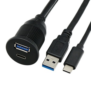 สายต่อขยายแบบกันน้ำ USB 3.0 แบบสองพอร์ต Type-C ชาย-หญิง สำหรับแผงหน้าปัดรถยนต์ เรือ RV - Product Image 4
