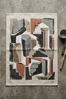 Serviette de cuisine en coton au design brutaliste puissant, motif géométrique à blocs artistiques