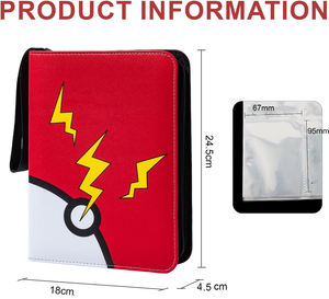 En stock, classeur personnalisé pour cartes TCG, classeur à anneaux à 4 poches, en cuir PU, 400 cartes, collection de cartes à collectionner Pok Mon - Product Image 3