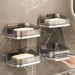 Aswei Wall Mounted Soap Dish Rectangular Plastic Self Drain Bathroom Soap Holder With Draining Function - Product Image 1