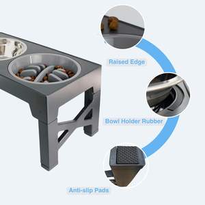 BOBITE Support de bol pour chien surélevé à 5 hauteurs réglables avec double mangeoire pour chien en acier inoxydable bols surélevés pour animaux de compagnie - Product Image 3