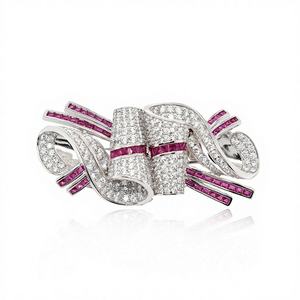 Broches de luxe haut de gamme en argent Tai avec pavé de zircone cubique 5A, double torsion, bijoux en zircone cubique pour mariage et fiançailles - Product Image 1