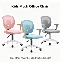 Chaise de bureau en maille pour enfants, chaise d'étude réglable en hauteur avec roulettes, bleu, rose, gris, pour la maison et l'école