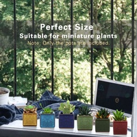 Design carré personnalisé 6 pièces paquet glaçure de fissure de glace coloré bonsaï pots de plantes décor à la maison en céramique succulente jardinière Pot de fleur