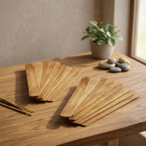 Incienso de madera maciza hecho a mano, soporte para quemador, recogedor de cenizas - Product Image 2