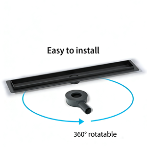 ניקוז תעלת מלון שחור מט 600 מ\\\"מ 360 °   ניקוז רצפתי מסתובב עם מלכודת ריחות - Product Image 2