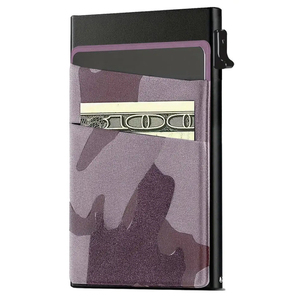 Mới nhất nóng bán Slim RFID chặn tự động Pop Up công suất lớn một ngón tay truy cập Hợp kim nhôm chủ thẻ với tiền mặt tiền xu - Product Image 6