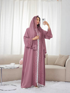<span class=keywords><strong>Abaya</strong></span> style Dubaï 2026, robe maxi musulmane, vente en gros, <span class=keywords><strong>abaya</strong></span> marron fermée avec poignets floraux ornés - Product Image 5