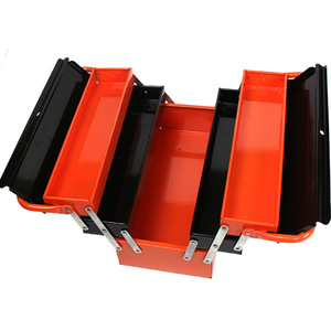 Folding Metal <b>Toolbox</b> 3 Compartment 100l Capacity Painted Surface For Home Auto Repair <b>Mechanics</b> - Product Image 5