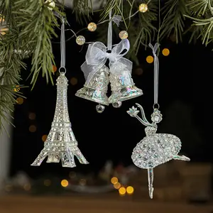 Navidad Bell Angel Girl Acrylic Christmas Ornaments Acrylic Clear Hanging Christmas Tree Decorations Pendant For Xmas New Year