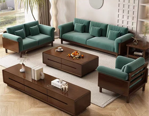 Canapé sectionnel moderne et simple 2026 en bois massif, idéal pour petit appartement, chaise de salon avec assise en éponge, canapés en bois pour hôtels - Product Image 2