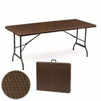 Table de salle à manger pliante en rotin plastique de 180 cm (72 pouces) de style ferme moderne pour événements extérieurs, qualité supérieure, vente en gros
