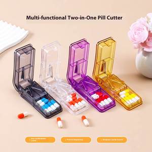 Coupe-pilules créatif portable multicolore transparent en plastique intégré pour le rangement domestique et les articles divers - Product Image 2