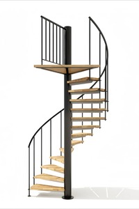 Guangdong Escalier extérieur en acier Escaliers en colimaçon Conception Escalier en acier à bande de roulement en bois personnalisé - Product Image 5