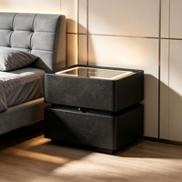 Table de chevet intelligente, simple et moderne, multifonctionnelle, avec chargeur sans fil, armoire de rangement en bois pour la maison