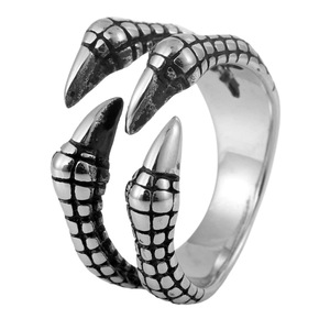 yunnique Men's Stainless Steel Dragon Claw <b>Ring</b> <b>Adjustable</b> Animal Design Casual Jewelry Steel Color - Product Image 5
