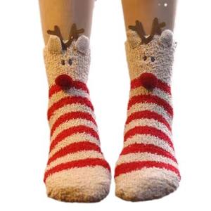 Chaussettes <span class=keywords><strong>de</strong></span> Noël en polaire corail tricotée 3D brodée, épaisses et chaudes, motif dessin animé, mi-mollet, pour l'automne et l'hiver - Product Image 5