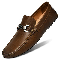 Mocassins pour hommes en cuir véritable, chaussures décontractées à enfiler, chaussures de conduite, marque de luxe italienne, mocassins de créateur tendance pour homme