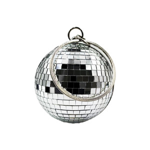 Bolso de mano con logotipo personalizado al por mayor, bolso de noche esférico con espejo plateado para fiestas y festivales de los años 70, venta al por mayor - Product Image 3