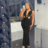 Robe moulante plissée, robe maxi élégante et sexy à décolleté, robes décontractées pour femmes, robes élégantes pour femmes