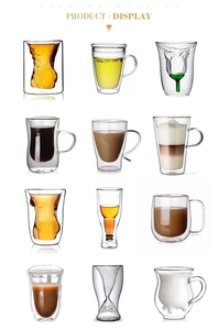 Tasses à café isolées modernes de 200ml à <span class=keywords><strong>double</strong></span> <span class=keywords><strong>paroi</strong></span> Latte <span class=keywords><strong>Espresso</strong></span> Cappuccino Irish Glasses Handle for Water Beer Great Gift - Product Image 6
