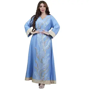 2023 pakaian Muslim baru gaun Muslim wanita Abaya pakaian modis Vintage grosir gaun Muslim wanita payet elegan