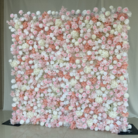 8x8 ft 5D 7D Aufrollbare Stoff-Seidenwand Mehrfarbige Rosen Rosa Weiße Blumen Lila Blaue Blumenwand Buntes Blumen-Hintergrundpanel