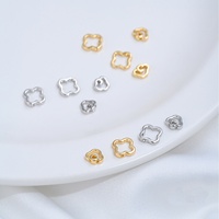 Anneau de connexion à extrémité fermée en cuivre plaqué or 14K, motif feuille de graminée en forme de nuage, fil dissimulé, fait main, pour bracelet et collier DIY